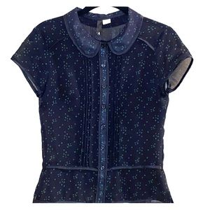 H&M size 4 Sheer Black Cap-Sleeved Blouse